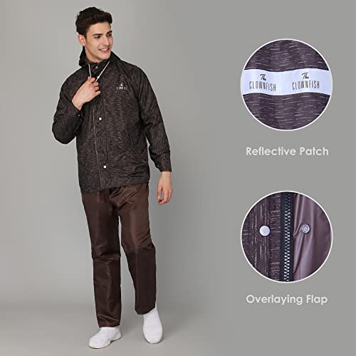 Image of THE CLOWNFISH Men's Standard Lenth Waterproof Polyester Double Coating Reversible Raincoat With Hood And Reflector Logo At Back
