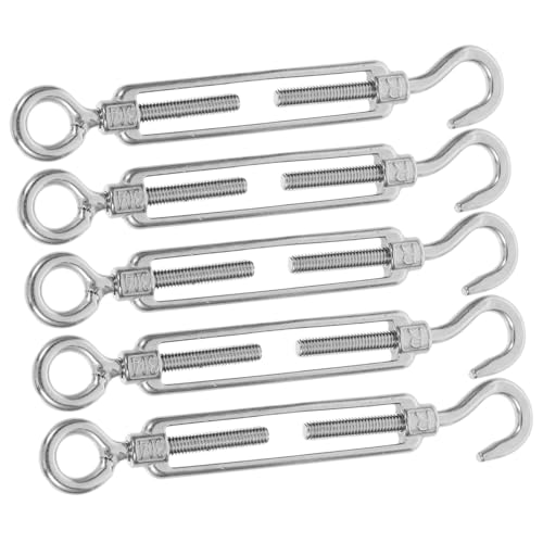 5 Piezas Tensores de Acero Inoxidable Ojal para Cable de Alambre, Tensionador para Ajuste y Regulación con Acabado Plateado miniatura 1