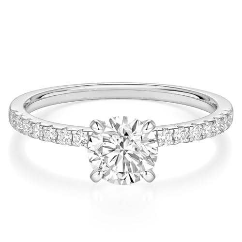 EAMTI 1.2CT Engagement Rings for Women Round Cut CZ Promise Wedding Bands Travel Silver Ring White Gold Plated Size 7