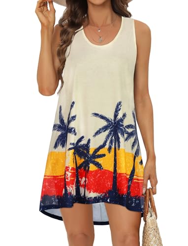 Image of elescat Womens Swimsuit Cover Up Summer Sleeveless T Shirt Beach Dress Tank Bikini Coverups 2026