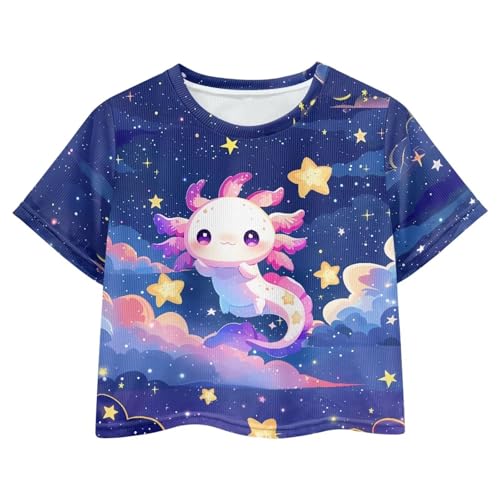 Image of Girls Fashion Crewneck Tee Shirts Casual Short Sleeve Crop Top Summer Outfits 5-14 Year