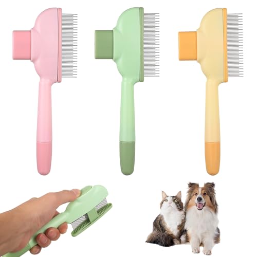 3 Stück für Fellblitz Bürste Katzen, Selbstreinigender Unterwolle Bürste Katzen Bürsten, Fellblitzbürste Katzenfellbürste, Unterfellbürste...
