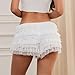 Women's Lace Ruffle Shorts Fashion Layered Elastic Mid Waist Casual Short Pants Lolita Bloomers Sweet Pettipants (White, S)