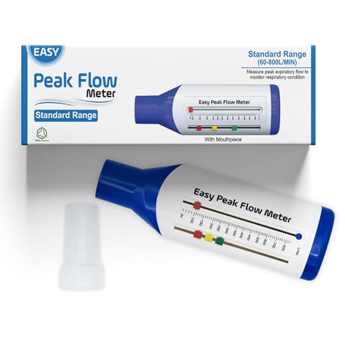 Easy Peak Flow Meter for Adult to Monitor Lung Function | Expiratory Flow Meter | Color Coded Indicator | Standard Range for Adult | Include Instructions and Blank Charts Color Coded Indicators