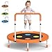 Trampolin Kinder Indoor, Ø 91cm Faltbare Fitness Trampolin mit Haltegriff, Mini Kindertrampolin Max 45 kg, geräuscharme Sprungmatte, sicher & stabil, Gartentrampolin Outdoor für Kleinkind 3-8 Jahre