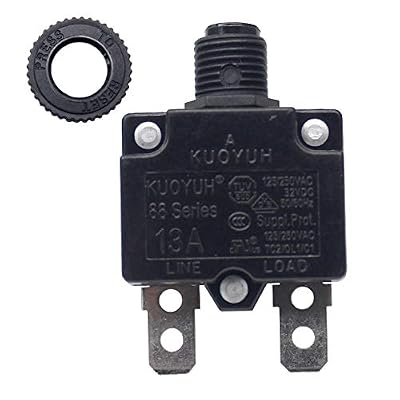 KUOYUH 88 Series 3, 5, 7, 8, 10, 12, 13, 15, 16, 20, 25, 30 Amp DC Circuit Breaker Push-Button Reset with Quick Connect Terminals and Transparent