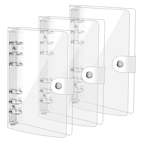 Kleagary 3er-Pack A6-Einband Aus Transparentem Weich-PVC mit 6 Ringen, Durchsichtiger Notizbucheinband, A6-Ordner für Nachfüllbare Notizbücher