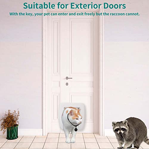 Freestanding Cat Door With Magnetic Keys, Upgraded Interior And Exterior Pet Door With 2 Auto-Sensing Keys, 4 Locking Modes, Safe And Durable Frame (11.81" X 11.41"X 3.93", White) #TOP6