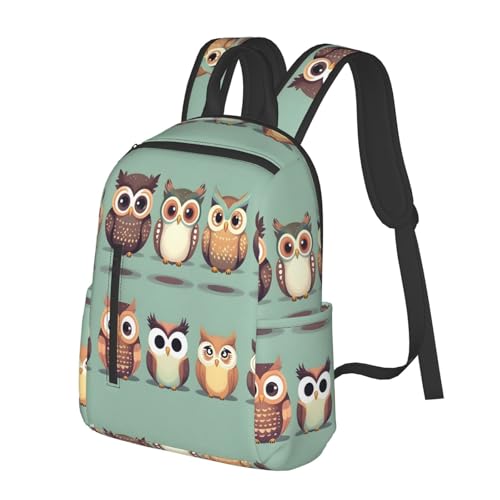 Sac à dos léger noir avec imprimé hiboux mignon pour le quotidien - 2