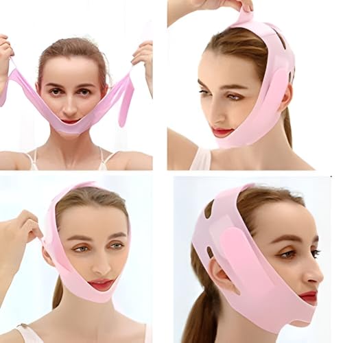 Image of Silicone V Face Slimming Mask - Double Chin Reducer Band for Men & Women | Facial Lift Strap for Chin, Jaw & Cheek | Reusable Skin Tightening Belt for V Line Shaping