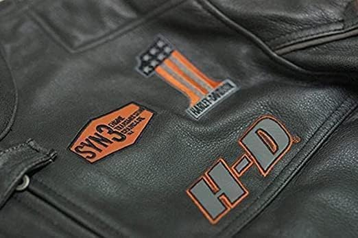 Chaqueta de cuero estilo H-D para hombre, chaqueta de motociclista Cruiser con parches, chaqueta de moto de piel de vaca auténtica (3XS-5XL)