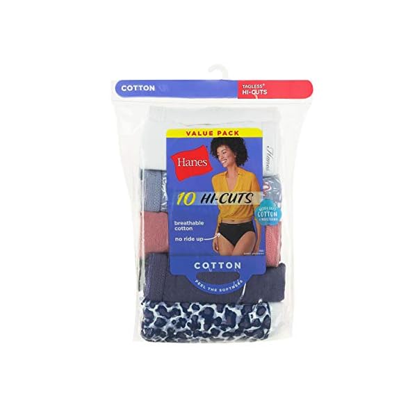 Hanes womens Cotton briefs underwear, 10 Pack - Hi Cut Assorted 1, 6 US
