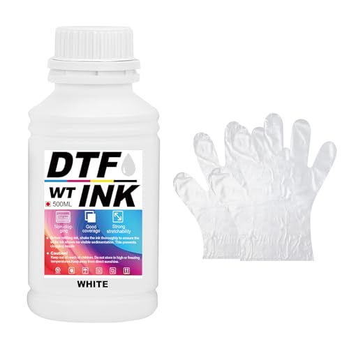 Creatorally DTF Tinte, DTF Transfertinte für Textildruck PET-Folien Thermotransfer für DTF-Drucker, Kompatibel mit i3200、DX5/DX7、5113、i4720、XP600 (Weiß, 500 ml)