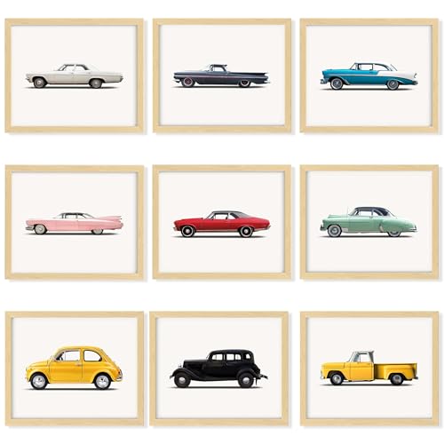 Image of 97 Decor Car Posters For Boys Room - Cool Car Wall Art Prints, Classic Vehicle Pictures Cars Room Decor For Men Guy Bedroom Dorm Decorations