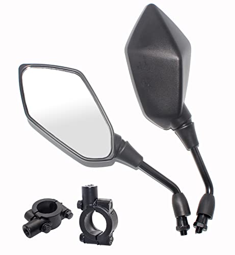 Minho Universal Rear View Adjustment Convex Motorcycle Mirrors With 10Mm Bolt,Handle Bar Mount Clamp For Scooter Atv Dirt Bike Moped Kawasaki Yamaha ​Honda Suzuki Victory Cruiser Chopper #TOP15