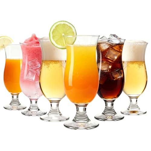 Haayymo Cocktailgläser Set von 6 410 ml - Transparente Eiskaffeegläser, Milkshake-Gläser & Long Drink-Gläser - Ideal für...