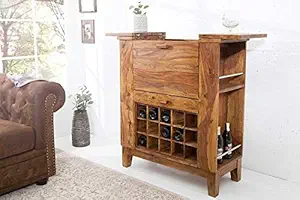 GHROYAL Solid Sheesham Wooden Bar Cabinet with Storage Mini Bar Cabinet Wine Storage Rack Furniture for Living Room Home Hotel & Restaurant (Honey Finish)