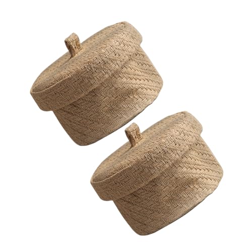 iplusmile 2個卓上収納バスケット 蓋付きコンパクトオーガナイザー ほこり防止プライバシー保護 多目的小物整理かご 家 オフィス用雑貨収納ボ