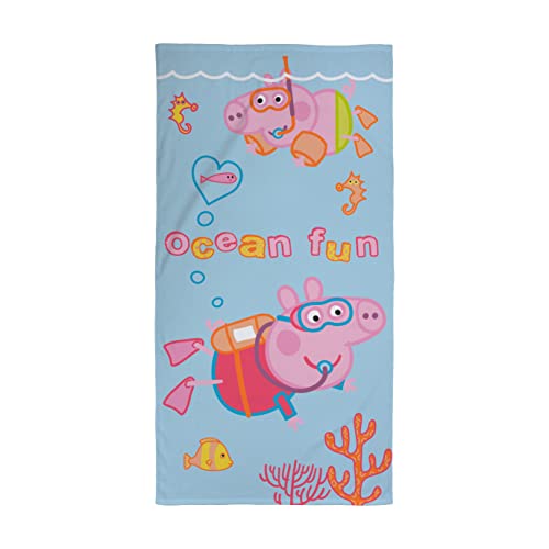 Character World Serviette Officielle Peppa Pig pour Enfants | Toucher Super Doux, Motif Peppa & George | Parfait pour la Maison, Le Bain, la Plage et la...