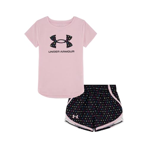 Image of Under Armour Girl's 2-piece Short Sleeve Tee and Shorts Set, Lightweight and Comfortable