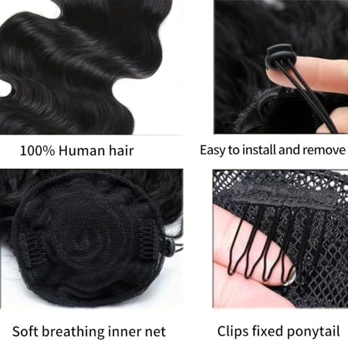 Extensiones de cola de caballo 100% de cabello humano brasileño Remy de 16 pulgadas 6