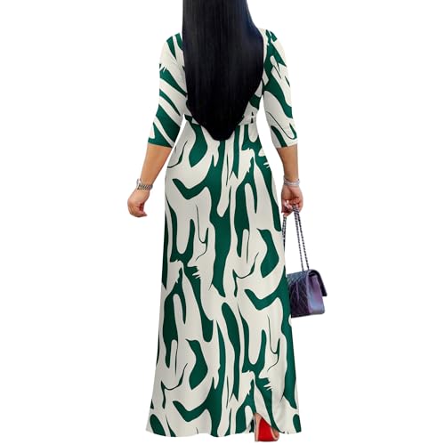 Image of FANDEE Plus Size Maxi Dress for Women Casual Summer Sundress V-Neck 3 /4 Sleeve