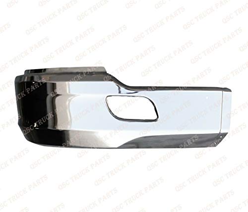 QSC Truck Parts Chrome Steel Bumper Corner Left & Right Pair w/Brackets for Kenworth T680 - Thumbnail 6