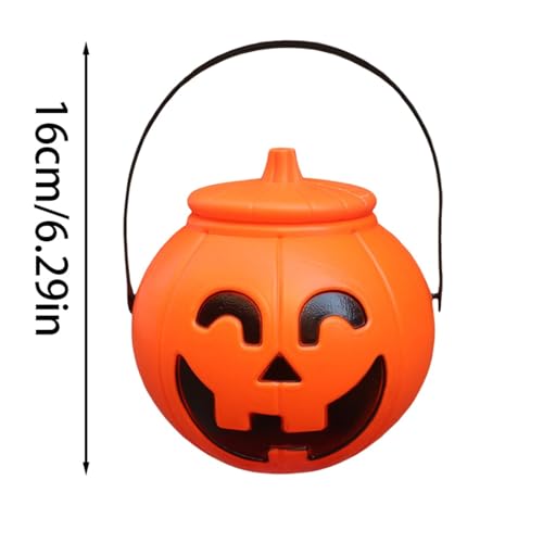 Plastic Pumpkin Bucket, Halloween Pumpkin Treat Pail with Handles and Lid - image 7