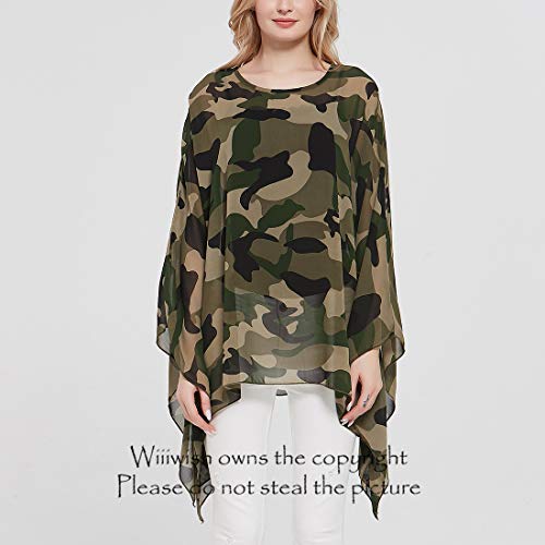 Wiiiwish Women's Loose Solid Long Batwing Sheer Chiffon Caftan Wrap Poncho Tunic Top Topper3