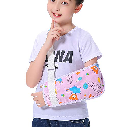 Kids Arm Sling for Girls Pink Bear Shoulder Sling Pretty Fashion Cute Colorful Pattern Children Child Padiatric Toddler Arm Sling Medical Left Right Arm Support Rotator Cuff Brace for Broken Arm (S)