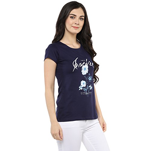 Image of Modeve Women Printed Cotton Blend Half Sleeve Round Neck T-Shirt for Summer