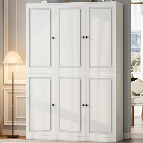 IRONCK Kitchen Pantry Storage Cabinet 47.2' W x 69' H, 6 Doors Large Storage Modern Food Pantries...