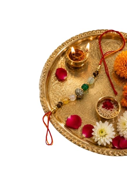 Dhan Yog Rakhi with 6 Prosperity Gemstones | Tiger Eye, Green Aventurine, Green Jade, Pyrite, Crystal Quartz & Citrine | Handmade Spiritual Rakhi for Brother | Raksha Bandhan Gift-image-38