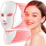 LED Face Neck Mask Light Therapy for Skin Care Anti Aging Wrinkles Acne Treatment,Red Blue Infrared 7 Colors Facial Rejuvenation Device 630nm Near Infrared,Home Use Beauty Device White