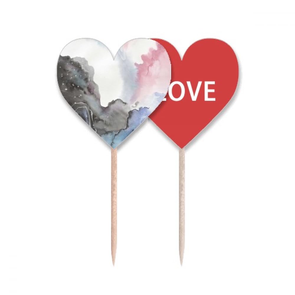 Cure-dents drapeau cœur en aquarelle pour décoration de buffet et cocktail