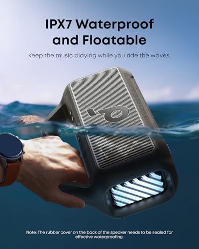 Image of Soundcore Boom 2 By Anker, Outdoor Speaker, 80W, Subwoofer, BassUp 2.0, 24H Playtime, IPX7 Waterproof, Floatable, RGB Lights, USB-C, Custom EQ, Portable for Camping and Beach - Black