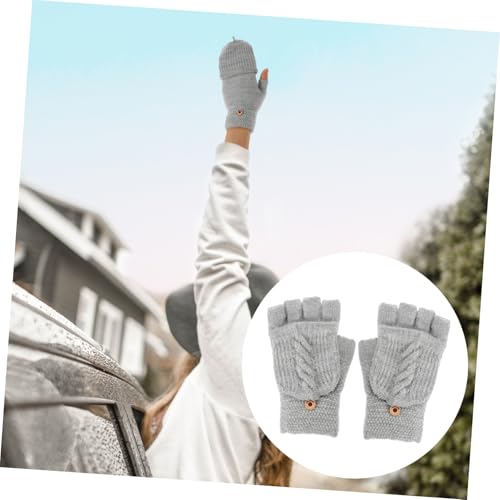 Guantes sin dedos para mujer mitones de punto invierno adolescentes 4
