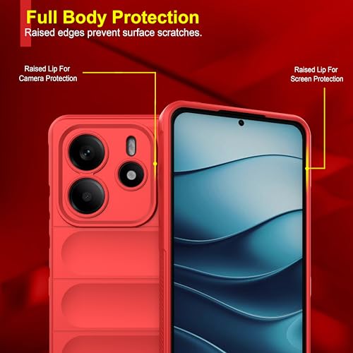 Image of Zapcase Back Case Cover for Mi Redmi Note 14 5G | Compatible for Mi Redmi Note 14 5G Back Cover | Liquid Silicon Magic Case with Camera Protection | Red
