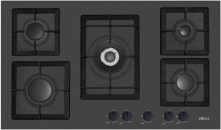 Elleci PGSP90140CS - Piano cottura a gas n° 5 fuochi Granitek nero