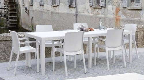 Dmora Mesa de Exterior Extensible Rectangular, Made in Italy, Color Blanco, Medidas 150 x 72 x 90 cm (Extensible hasta 220 cm)