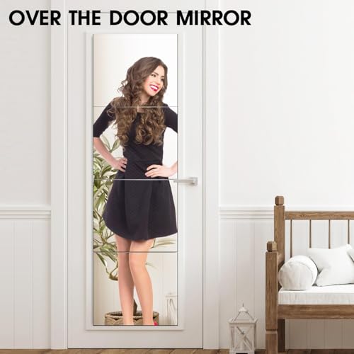 Image of Fliptic Acrylic Full Length Wall Mirror - 12x10 Inch - 4PCS, Frameless Gym Mirrors for Home Gym, Full Body Acrylic Mirror for Bedroom, Living Room