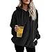 Enwokran Felpe in Pile Teddy da Donna, Felpa con Cappuccio da Donna,per Autunno e Inverno, Ampia e pelosa, Casual (Nero, M)