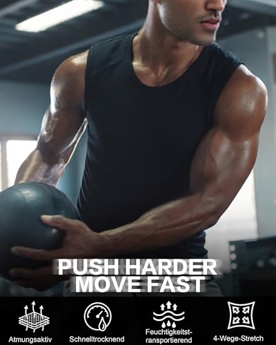 WISMBOX Herren Kompressionsshirt ärmellos, atmungsaktives Sport Tank Top und Muskelshirt, Baselayer für Fitness und Fußball