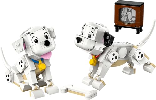 LEGO ǀ Disney Lucky & Penny 101 Dalmatiner - Welpen Spielset – Tierfiguren zum Spielen mit beweglichen Köpfen, Beinen & Schwänzen – Knochen & Fernseher – Geschenk für Mädchen ab 6 Jahren – 43271