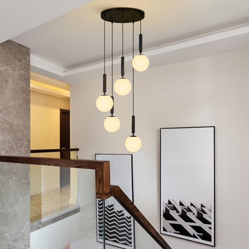 Image of Modern Black Pendant Light Hanging Fixture Light 5-Lights
