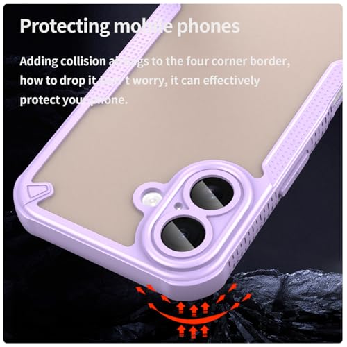 Image of Elzzi Semi-Transparent Frosted iPhone 17 Case PC + TPU Finish Protective Slim Matte Shockproof with Anti-Fingerprint Phone Back Cover for Men & Women - Lavender
