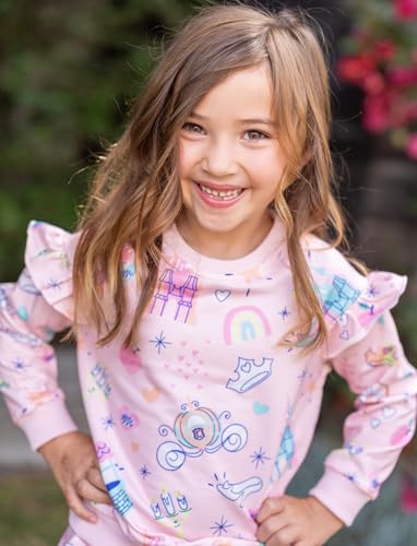 Image of Disney Frozen Toddler Girl Outfits Long Sleeve Shirt and Pocket Pant Clothing Sets Fall Casual Pullover Dailywear