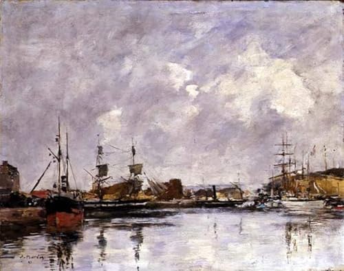 Affiche le port de Dunkerque Eugène Boudin 60x90cm toile decoration
