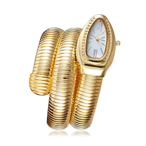 Fictory Reloj dorado para mujer, elegante esfera blanca con diseño de pulsera de serpiente, accesorio elegante a precio competitivo