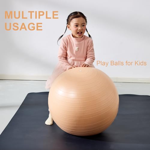 Image of Exercise Ball for Workouts, 25cm /55cm Anti-Burst and Slip Resistant Yoga Ball for Gym Fitness and Physical Therapy (Light Brown)